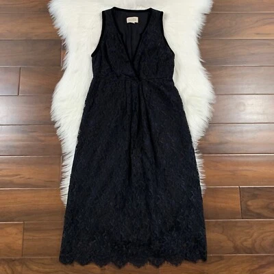 Nili Lotan Women's Size 4 Black Lace Sleeveless Empire Waist Dress - Image 1 of 4