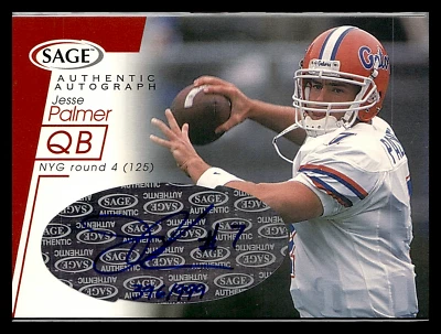 2001 SAGE AUTOGRAPHS RED #A34 JESSE PALMER #ED /999 NEW YORK GIANTS - Image 1 of 3