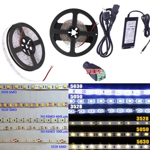 5M SMD RGB 3014/5050/3528/5630 300/600LEDs Cool Warm White Flexible Strip Light - Picture 1 of 22