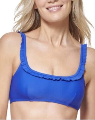 Top de bikini con volantes Tommy Hilfiger traje de baño para mujer, talla M, nuevo con etiquetas, azul provenza Foto 1 de 4