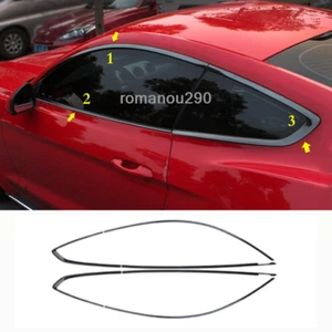 Fit For Ford Mustang 2015-2020 Black Stainless Steel Car Window Trim Strip Cover - Picture 1 of 5