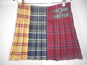 No Boundaries Junior MED (7-9) Multi-Color Pleated Plaid Skirt Kilt Style Buckle - Picture 1 of 9