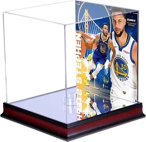 Stephen Curry Golden State Warriors Mahogany Basketball Display Case with Plate - Picture 1 of 1