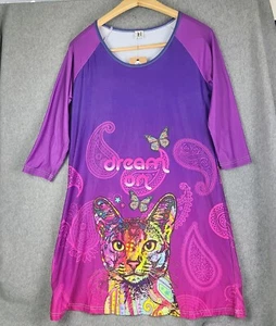 Brief Insanity Pink Purple Night Shirt Dream On Mountain Cat NWT S/M - Picture 1 of 8