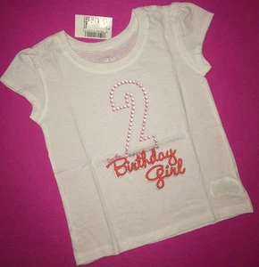 ~NEW~ 2nd BIRTHDAY GIRL 2 Years Girls Graphic Shirt 18-24 Months Gift! White SS - Picture 1 of 4
