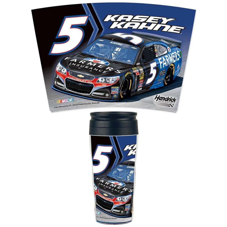 Taza de viaje Kasey Kahne 2015 Wincraft #5 Farmer's Insurance 16 oz contorno GRATIS Foto 1 de 1
