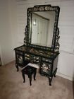 Korean Black Lacquer Mother of Pearl Mirrored Vanity