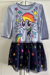 My Little Pony 5T Blue Rainbow Long Sleeve Dress - Picture 1 of 5