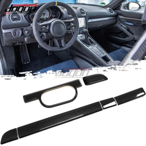 Carbon Center Console Dashboard Panel Trim For Porsche 718 Boxster Cayman 2017+ - Picture 1 of 9