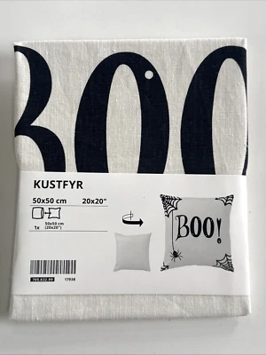 Funda Cojín Almohada Ikea KUSTFYR 20" X 20" Boo Spider Web Off White/Negro Nueva Foto 1 de 4