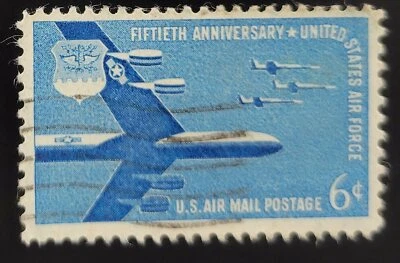 Scott #C49 Air Force 50th Anniversary 6c - 1957 - Air Mail - Used (a4) - Image 1 of 2