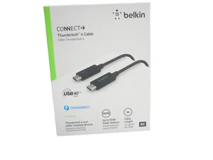 Belkin CONNECT Thunderbolt 4 Cable 1.0m (Black) - 100W, 40Gbps, USB4 Compliant N - Picture 1 of 6