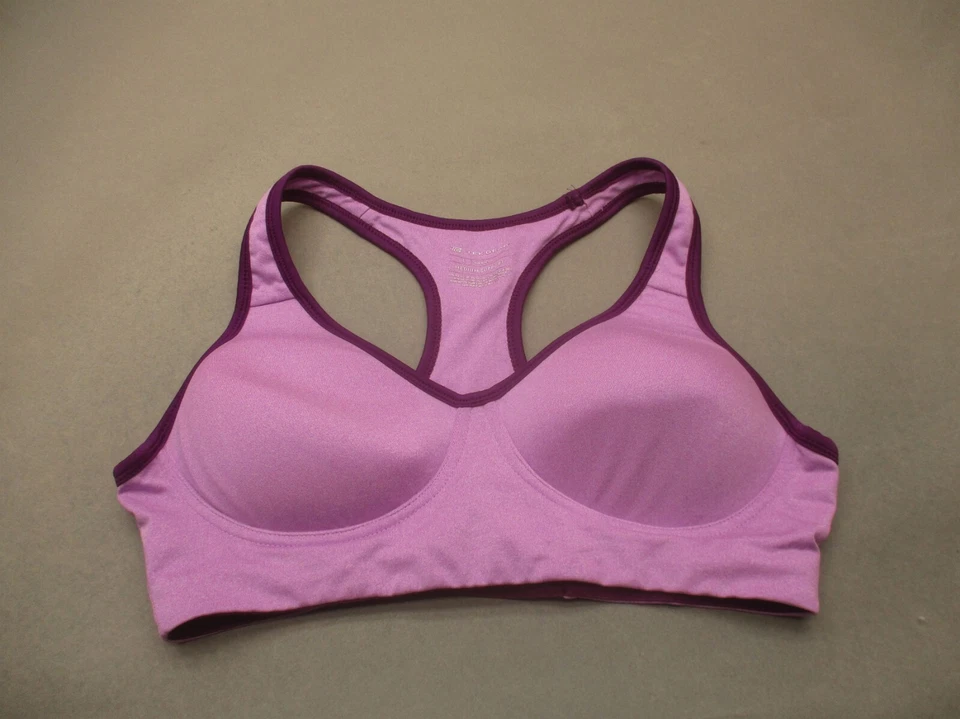 TEK GEAR размер L женщин розовый с подкладкой беспроводной тянуть на гонщик назад спортивный бюстгальтер 9E - Изображение 1 из 4