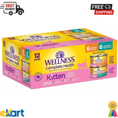 Comida húmeda para gatitos Wellness Complete Health, paquete de variedad, lata de 3 onzas (paquete de 12) Foto 1 de 4
