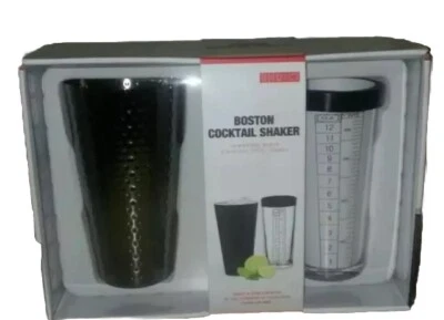 Coctelera Undici Boston martillada negra de acero inoxidable nueva con etiqueta Foto 1 de 4