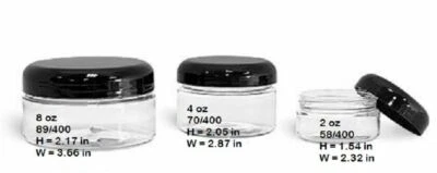 8 oz Clear PET LOW PROFILE Jar 89/400 w/ CHOICE of caps - 18 sets FREE SHIPPING - Image 1 of 2