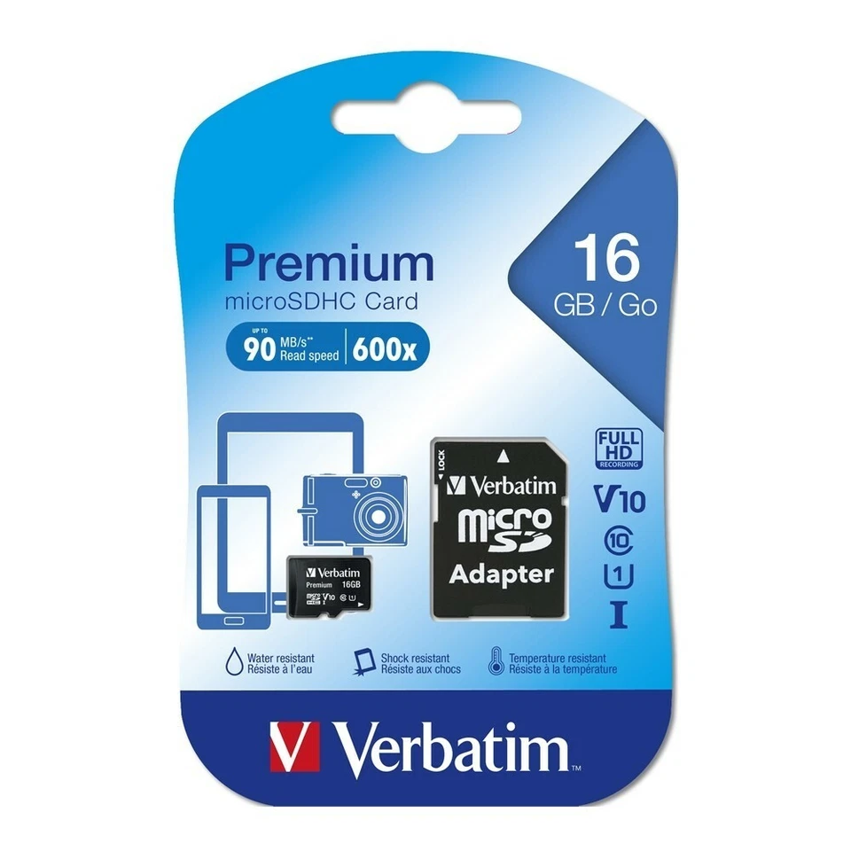 Verbatim MicroSDXC PREMIUM 16GB/ 32GB/ 64GB/ 128GB (Class10 UHS-I) with Adaptor - Image 1 of 4