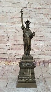 "Statua della Libertà replica scultura in metallo bronzo firmata arte 17,5"" x 4,5" - Foto 1 di 10