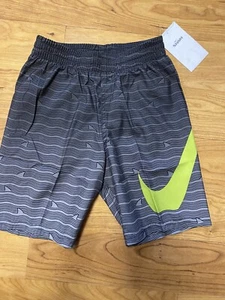 NEW Boys NIKE Shark Stripe Breaker Volley Swim Trunks Shorts Size Small S NWT - Picture 1 of 8