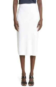 $695 ST. JOHN COLLECTION Snow Leopard Jacquard Knit Skirt | White | Small - Picture 1 of 11