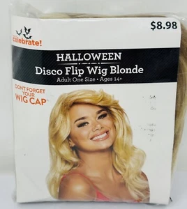 Halloween Disco Flip Wig, Blonde, Female Layered Curls Hair, Medium Length - Picture 1 of 5