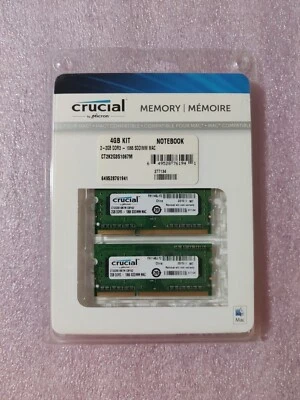 Crucial 4GB Kit (2x2GB) PC3-8500 DDR3 1066Mhz 1.35V Non-ECC Memory RAM Mac  NEW - Image 1 of 3