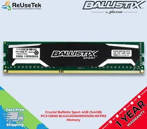Memoria Crucial Ballistix Sport 4 GB (1x4 GB) PC3-12800 BLS4G3D1609DS1S00.16FPR2 - Imagen 1 de 12