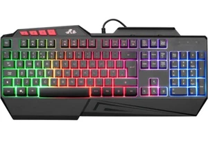 Rii RK202 Gaming Keyboard,LED RGB Backlit Light up Keyboard With Membrane Keys - Picture 1 of 6