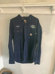 Carhartt FR Shirt Mens Small S Blue Work Wear Flame Fire Resistant Uniform - Picture 1 of 8