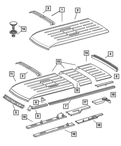 Refuerzo de panel de techo genuino Mopar 2003-2006 Dodge Sprinter 2500 5131214AA Foto 1 de 1