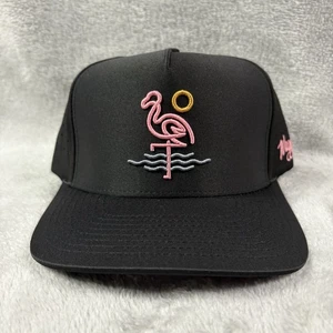 Waggle Flamingo Bay Golfmütze Kappe OG Druckknopflasche schwarz pink bestickt Flamingo B - Bild 1 von 6