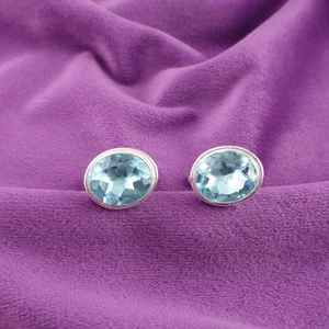 925 Sterling Silver Natural Sky Blue Topaz Thanks Giving Day Cufflinks Jewelry - Picture 1 of 6