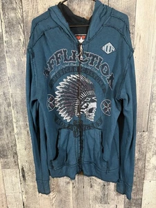 Affliction wendbarer Thermo-Hoodie mit Reißverschluss Herren Large Eisernes Kreuz MC Totenköpfe *Riss* - Bild 1 von 10