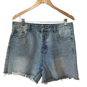 Pink Lily Shorts Ultra High Rise Womens Denim Raw Hem Button Fly Jean Summer 32 - Picture 1 of 8