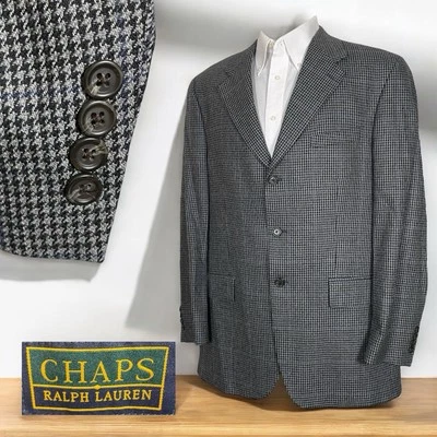 Chaps Sport Coat Mens 46L Gray Multicolor Check Textured Wool Three Buttons - Image 1 of 4