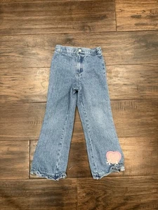 Vintage Flare Size 4 Jeans Embroidered Flower New Legends Elastic Waistband - Picture 1 of 4