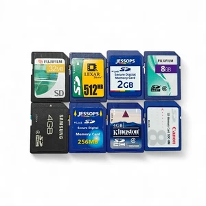 8x SD Memory Card Storage Job Lot - Canon Samsung Fujifilm Up To 8GB - Working - Picture 1 of 2