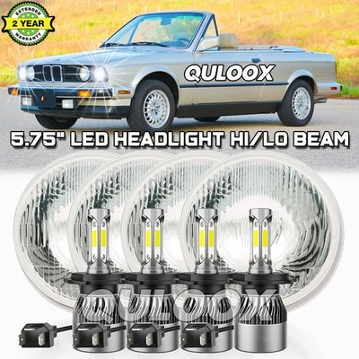 4pcs 5-3/4 5.75" LED Headlights Hi/Lo Beam DRL For BMW 325i 528i 535i E30 — 第 1/4 张图片