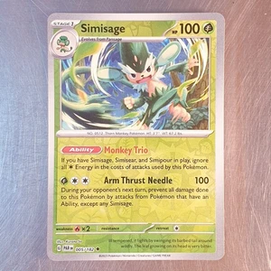 2023 Pokemon Scarlet Violet Paradox Rift Reverse HOLO Simisage Card 005/182 - Picture 1 of 2