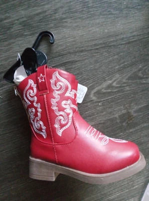 NUEVAS Botas de Vaquero Pawz Niño Pequeño Talla 9 Rojo Sin Caja Foto 1 de 3