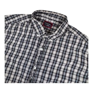 Untuckit Men’s L Blue Gray Plaid Cotton Long Sleeve Button Shirt - Picture 1 of 7