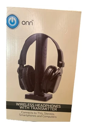 ONN Wireless Headphones With Transmitter Mp3 Computer tv Smartphones Bluetooth - Image 1 of 4