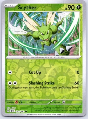 Scyther Common SV05: Temporal Forces Reverse Holo 001/162 NM - Image 1 of 2