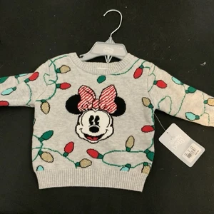 Disney Minnie Mouse Weihnachtsbeleuchtung Pullover 6-9 Monate Neu Mit Etikett - Bild 1 von 6