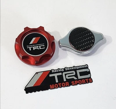 RED CNC BILLET BIENGINE OIL CAP & RADIATOR CAP FOR 4RUNNER TACOMA FJ CRUISER JDM - Image 1 of 4