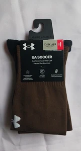 Under Armour UA Team Cushioned OTC Socks Youth Size 13.5K-4.5 Brown. - Picture 1 of 2