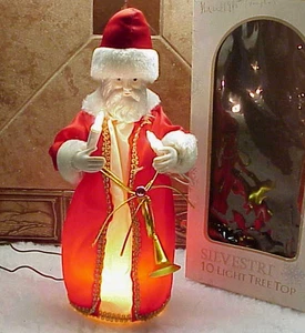 Vintage Silvestri Santa 10 Light Tree Top 10" Tall Horn Gold Trim Tested Box - Picture 1 of 10