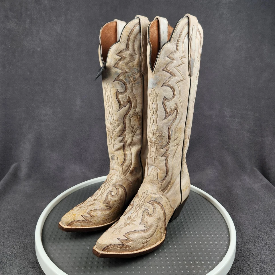 Botas occidentales Dan Post Silvie punta corta para mujer talla 9 cuero hueso altas DP4276 Foto 1 de 4