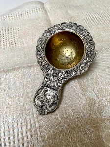 Antikes Teesieb floral versilbert um 1900 aus Deutschland sehr alt guter Zustand - Bild 1 von 9