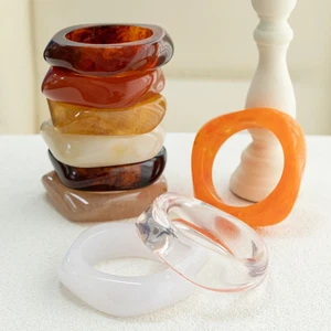 Vintage Acrylic Chunky Resin Bangle Irregular Geometric Statement Bracelet - Picture 1 of 27